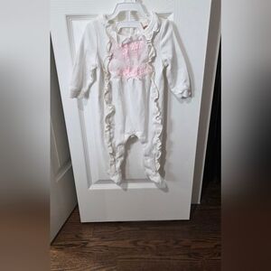 White and Pink Ruffled Kids One Piece